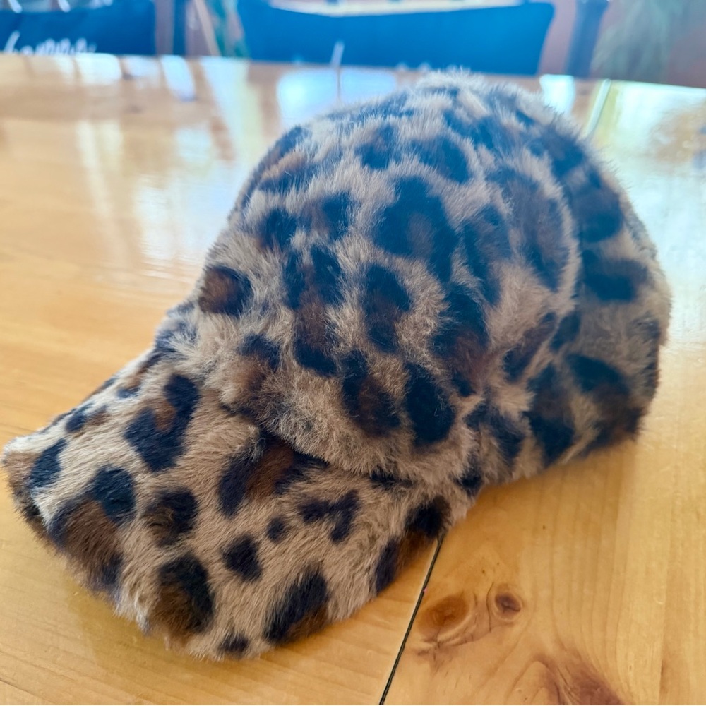Faux Fur Cap in Leopard Print - NWOT